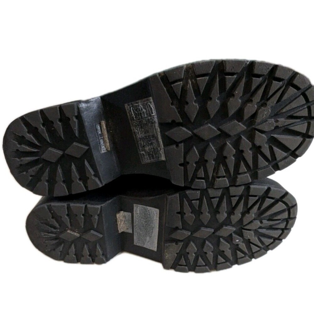 Forever 21 Black Croc Embossed Platform Combat Boots Buckle Moto Goth Sz 5.5 - Picture 4 of 14